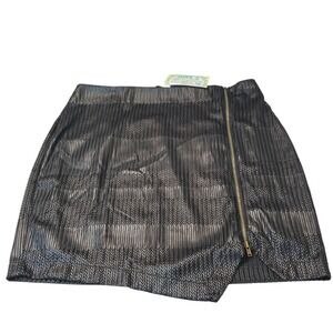 Lush Mini Skirt Black Metallic Pleated Whimsigoth Zip Party Womens Sz‎ Medium